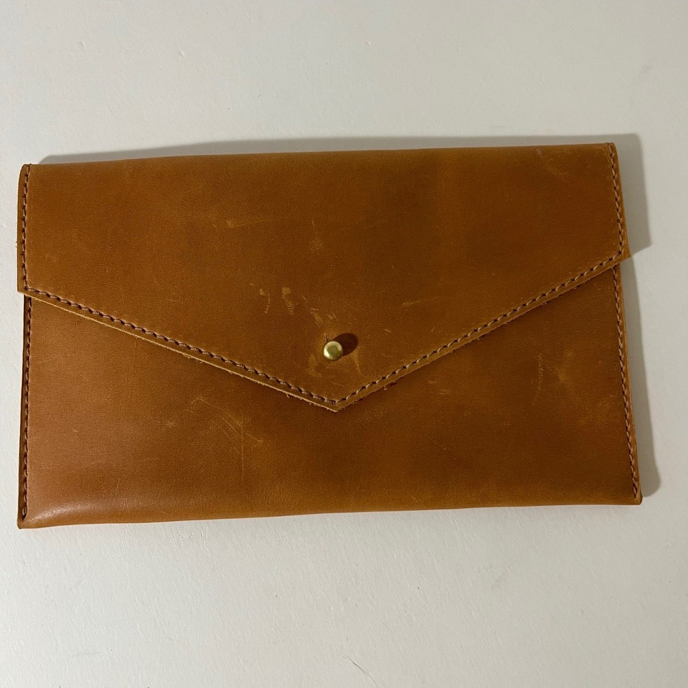 Parker Clay Abeba Leather Envelope Clutch Rust Brown NIP Ethiopia Made